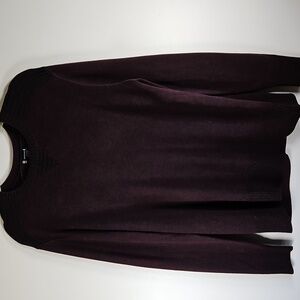 Smartwool Mens LG Wool Blend Crewneck Sweater Deep Plum Black Stripe Accents